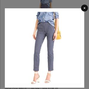 J. Crew Martie Navy Gingham Side Zip Ankle Pant Sz 000